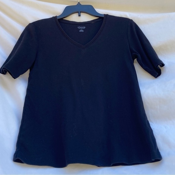 Chico’s True Color Tees Black C-Neck, Size Chico’s 0 (Small) - Picture 1 of 6